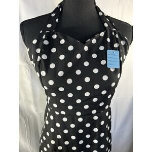 Rockabilly Halter Dress 3/4 Black White Polka Dot Size 2X